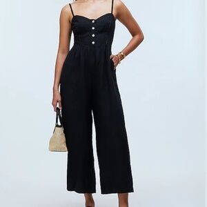 Madewell Campbell Sleeveless Wide-Leg Jumpsuit in 100% Linen NWOT